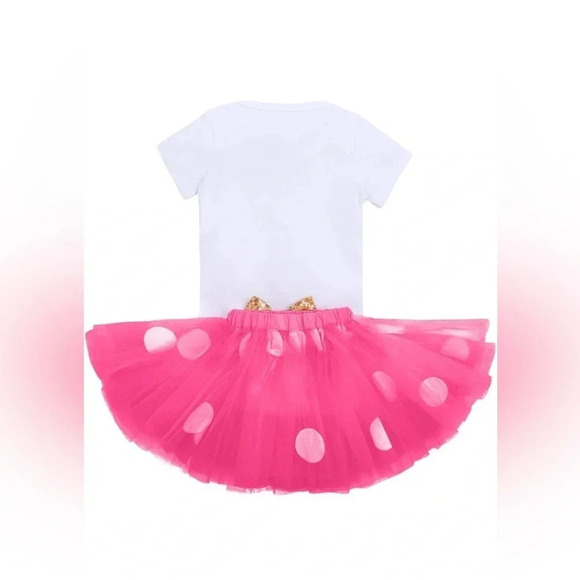 Baby Girls 1st Birthday Outfit Polka Dots ONE Romper Tutu Skirt. - Picture 2 of 8